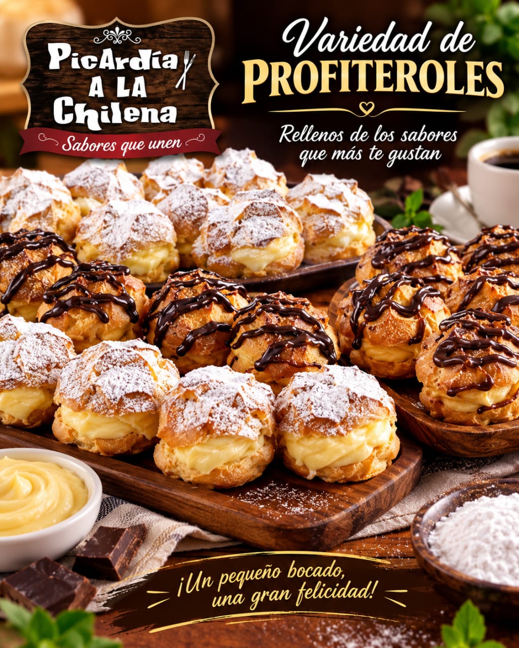 Profiteroles rellenos 100 unidades